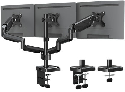 Picture of MOUNTUP Triple Monitor Mount - Monitor Desk Mount for 3 Computer Screens Up to 27 inch, Triple Monitor Arm with Gas Spring, Heavy Duty Monitor Stand, Each Arm Holds Up to 19.8 lbs