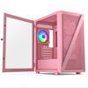 Picture of Vetroo M05 Micro ATX Computer PC Case with Door Open Tempered Glass Side Panel & Mesh Front Panel, Pre-Installed 120mm ARGB Fan in Rear, Support 240mm Radiator, Type-C Port - Pink