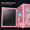 Picture of Vetroo M05 Micro ATX Computer PC Case with Door Open Tempered Glass Side Panel & Mesh Front Panel, Pre-Installed 120mm ARGB Fan in Rear, Support 240mm Radiator, Type-C Port - Pink