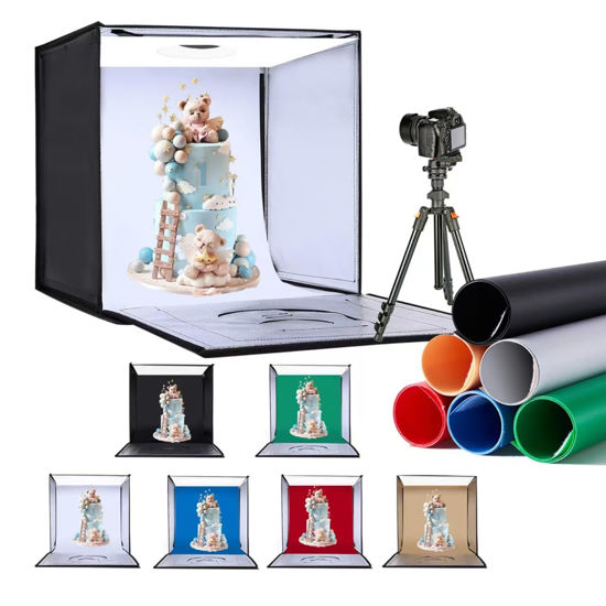 Picture of ZKEEZM Light Box Photography 20"x20" with 160LED Lights and 6 Color Backdrops Photo Box with Lights, Foldable Light Box with Adjustable Brightness, 3000-6500K Dimmable Portable Picture Box Shooting