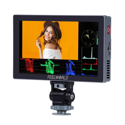 Picture of FEELWORLD P6X 5.5 inch 1000nit High Brightness Portable Camera Field DSLR Monitor Touchscreen with Waveform HDR and 4k HDMI in and Out 3D LUT Out Aluminium Housing Weight 249g