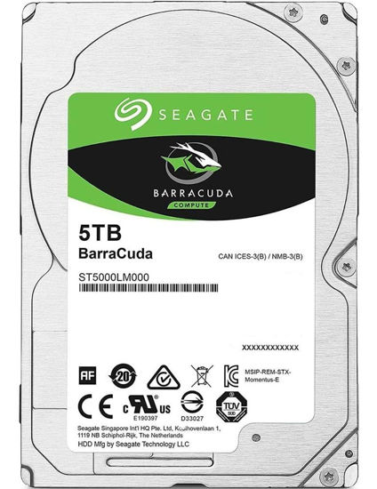 Picture of Seagate BarraCuda 5TB Internal Hard Drive HDD - 2.5 Inch SATA 6Gb/s 5400 RPM 128MB Cache for Computer Desktop PC (ST5000LM000)