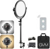 Picture of GVM Desk Mount LED Video Light, 10'' Round Key Light with Built-in Diffuser and LCD Display, Bi-Color Professional Light for Game/Studio/Streaming/YouTube Video Shooting, APP Control CRI 97+