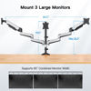 Picture of HUANUO Triple Monitor Stand - Full Motion Articulating Gas Spring Monitor Mount Fit Three 17 to 32 inch Flat/Curved LCD Computer Screens with Clamp, Grommet Kit, Silver