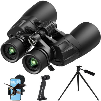 Picture of 10-30x50 Zoom Binoculars for Adults High Powered Binoculars with Phone Adapter, Tripod, Waterproof - for Adults Bird Watching, Hunting, Traveling, Hunting,Concerts,Clear Low Light Vision at Night