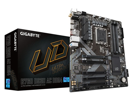 Picture of GIGABYTE B760 DS3H AC DDR4 (LGA 1700/ Intel/ B760/ ATX/ DDR4/ M.2/ PCIe 4.0/ USB 3.2 Gen 2 Type-C/Realtek Wi-Fi/Realtek GbE LAN/Q-Flash Plus/PCIe EZ-Latch/Motherboard)