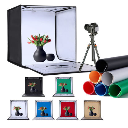 Picture of ZKEEZM Light Box Photography 20"x20" with 80LED Lights and 6 Color Backdrops Photo Box with Lights, Foldable Light Box with Adjustable Brightness, 6000-6500K Dimmable Portable Picture Box Shooting