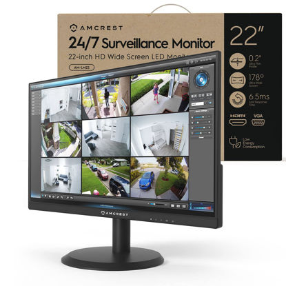 Picture of Amcrest 24/7 Surveillance Video Monitor Screen, 22 inch PC Computer NVR/DVR Monitor, 1080p FHD 60Hz with HDMI VGA, Micro Bezel Design, W-LED for Home Office, Monitor, Built-in Dual Speakers, AM-LM22