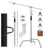 Picture of Heavy Duty C Stand 10.8ft/330cm with Holding Arm Carry Bag Sandbag 3*Clip 2*Grip Head Stainless Steel Photography Light Stand C-Stand Sturdy for Photography Studio Video Monolight Softbox Shooting