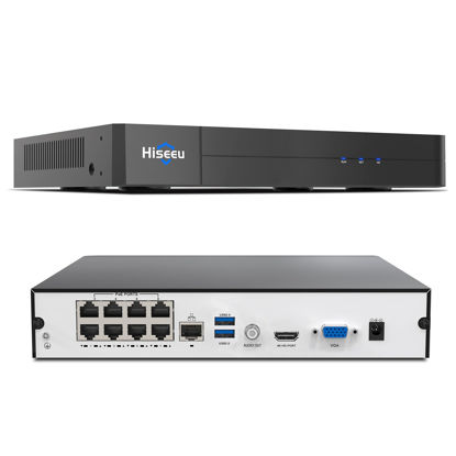 Picture of 【16 channel Extendable】Hiseeu 8 Port 4K PoE Network Video Recorder NVR, Support 4K/2K/8MP/5MP/3MP/1080P PoE Camera, Free Remote Access, Motion Alarm, 24/7 Recording, Smart Playback, No Hard Disk Drive