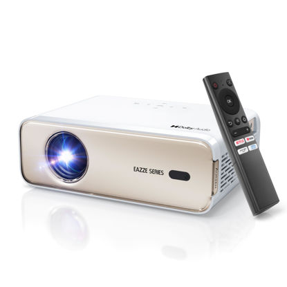 Picture of Aurzen Eazze D1 Smart Projector with WiFi and Bluetooth, Netflix-Officially-Licensed, Auto Focus & Keystone, DoIby Audio, Zoom, Native 1080P Movie, Portable Outdoor Mini Projector, Gold