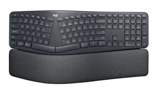 Picture of Logitech ERGO K860 Wireless Ergonomic Qwerty Keyboard - Split Keyboard, Wrist Rest, Natural Typing, Stain-Resistant Fabric, Bluetooth and USB Connectivity, Compatible with Windows/Mac,Black