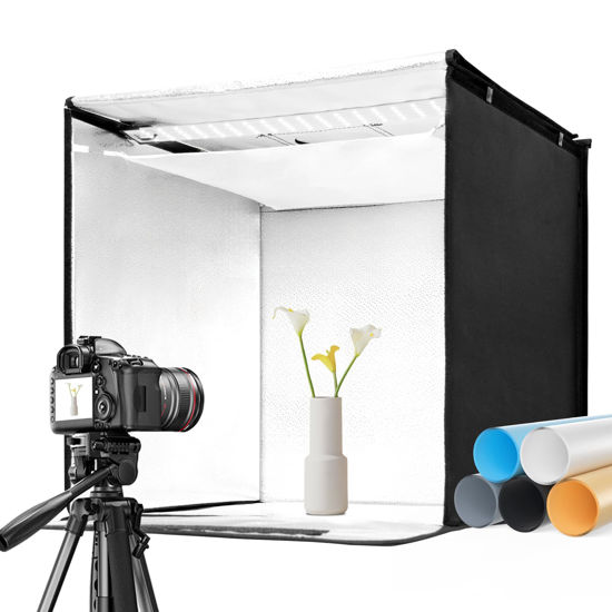 Picture of EMART Photo Light Box, 20"x20" Dimmable Shooting Tent with 144 LED Light & 5 Color Backdrops, Portable Tabletop Photography Lighting Kit for Small Products