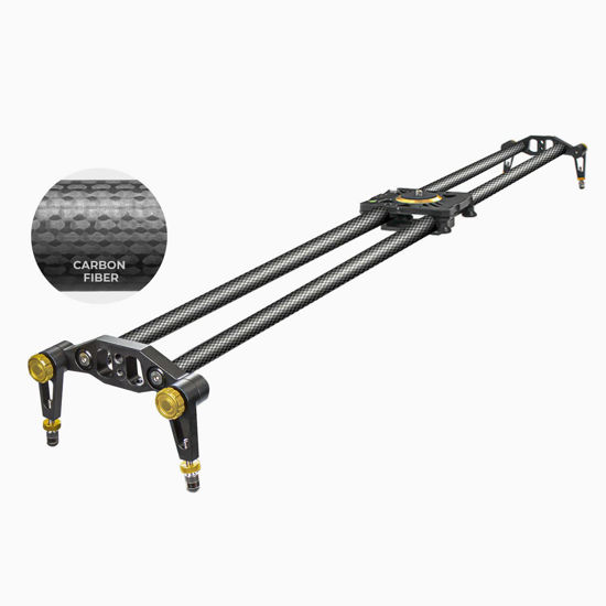 Picture of LimoStudio (Upgraded) 47 in Carbon Fiber Camera Slider / 120cm Dolly Track Rail, Smooth Bearing Stabilizer, Height Adjustable, Spirit Level, AGG1982