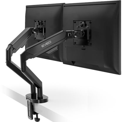 Picture of EVEO Premium Dual Monitor Mount 14"-32” Dual Monitor Arm VESA Bracket Adjustable Height Gas Spring Dual Monitor Stand, Screen Full Motion Dual Monitor Arm-Computer Monitor Stand for 2 Screens - Black