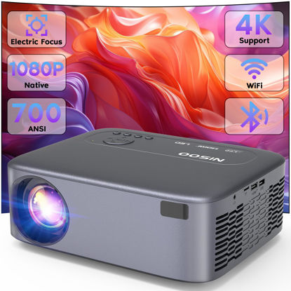 Picture of 【Electric Focus】NISOO Native 1080P Projector, 4K Portable Projector with 700 ANSI, Projector with WiFi and Bluetooth, Zoom Function, Outdoor Movie Projector for Phone/Laptop/TV Stick/DVD/USB/HDMI