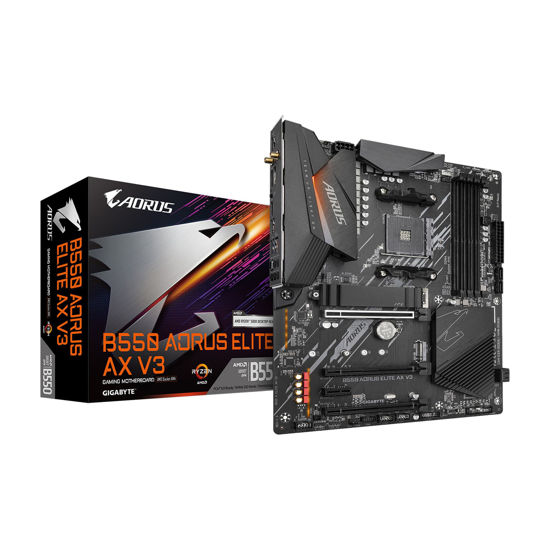 Picture of GIGABYTE B550 AORUS Elite AX V3 AM4 AMD B550 ATX Motherboard with Dual M.2, SATA 6Gb/s, USB 3.2 Gen 2, Wi-Fi 6, 1GbE LAN, PCIe 4.0