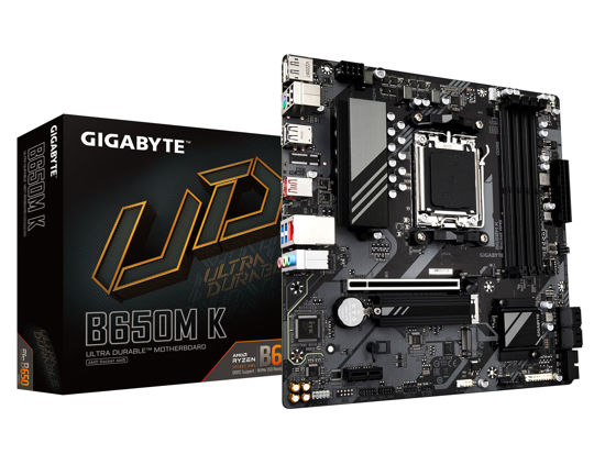 Picture of GIGABYTE B650M K (AM5/ LGA 1718/ AMD/ B650/ Micro-ATX/ 5-Year Warranty/ DDR5/ 2X PCIe 4.0 M.2/ PCIe 4.0/ USB 3.2 Gen2 Type-C/ 2.5GbE LAN/Motherboard)