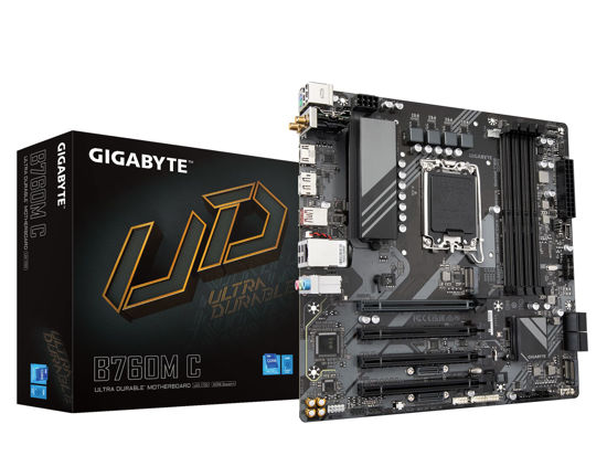 Picture of GIGABYTE B760M C (LGA 1700/ Intel/ B760/ Micro ATX/ DDR5/ M.2/ PCIe 4.0/ USB 3.2 Gen 2 Type-C/Realtek Wi-Fi 1GbE LAN/Q-Flash Plus/PCIe EZ-Latch/Motherboard)