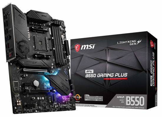 Picture of MSI MPG B550 GAMING PLUS Gaming Motherboard (AMD AM4, DDR4, PCIe 4.0, SATA 6Gb/s, M.2, USB 3.2 Gen 2, HDMI/DP, ATX)