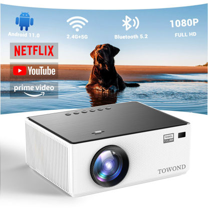 Picture of Mini Projector with Android TV 11.0, Towond Smart Projector with Wifi and Bluetooth, Portable Native 1080p Projector Built-in Netflix, Movie Projector for Outdoor/Indoor Home Cinema with 8,000+ Apps