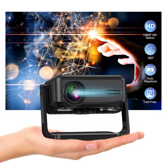 Picture of [360°Adjustable Stand] Mini Projector With WiFi And Bluetooth 500 ANSI, Electric Focus & Auto Keystone Correction, ONOAYO GivingYou AY3 Projector, 1080P Bluetooth Projector Home Cinema, (Black)