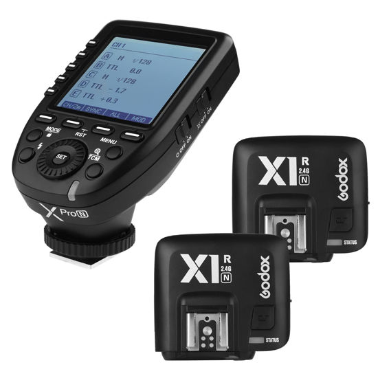 Picture of Godox Xpro-N 2.4G X System TTL Wireless Flash Trigger Transmitter & 2 x Godox X1R-N Controller Receiver Compatible for Nikon Flash…