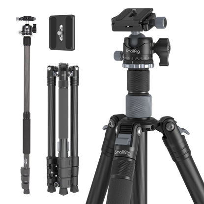 Picture of SmallRig AP-20 Carbon Fiber Tripod, 62.2" Camera Tripod Monopod with Center Column, Compact Lightweight Tripod with 360° Ball Head, Payload 26.5 lbs, Quick Release Plate, for DSLR Camera - 4059