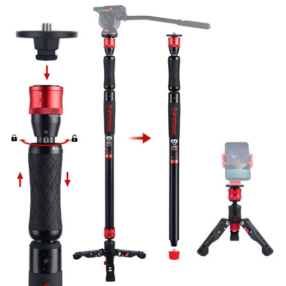 Picture of IFOOTAGE Cobra 2 Strike A150S Monopod, 59" Telescopic Camera Monopod with Feet Dual Direction Quick Adjustable, Compatible with DSLR Cameras and Camcorders