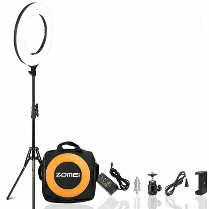 Picture of ZOMEI 14 inch LED Ring Light, Dimmable 41W 5500k Output Makeup and YouTube Video Light Professional Photography Lights with Stand, Orange Plastic Filters and Carrying Bag