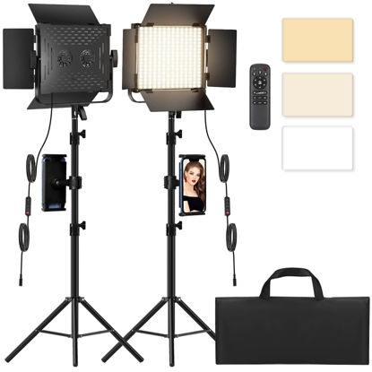 Picture of Photography Video Lighting Kit, Upgraded Bi-Color LED Video Studio Lights with Dimmable 2500k~8500k and 79" Light Stand for Camera Photo Recording Filming Stage Shooting Streaming YouTube TikTok