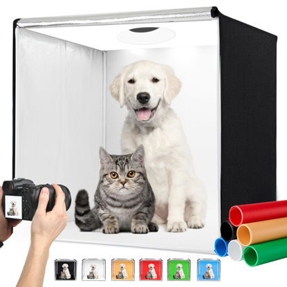 Picture of ZKEEZM Photo Studio Light Box Photography 32"x32" with 100 LED and 6 Colors Backdrops Photo Box with Lights, Foldable Picture Box for Product Photography with 6500K Brightness