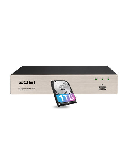 Picture of ZOSI H.265+ 3K Lite 8 Channel CCTV DVR with 1TB Hard Drive, Motion Detection, Alert Push, 8CH 1080P Hybrid 4-in-1 Analog(TVI/AHD/CVI/CVBS) Surveillance DVR Recorder for 720P,960H,1080P Security Camera