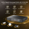 Picture of MokerLink 18 Port Gigabit PoE Switch, 16 Gigabit PoE+ Ports, 2 Gigabit Uplink, 250W IEEE802.3af/at, Metal Rackmount Unmanaged Plug and Play Ethernet Switch