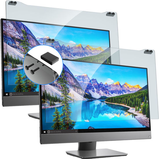 Picture of ZYY 2 Pack 23-24 Inch Computer Screen Blue Light Blocker for Diagonal 23,23.6,23.8,24 Inch Monitor, UV Blocking Filter(21 1/4x13 3/8) for Eye Strain,Hanging Anti Blue Light Screen Protector