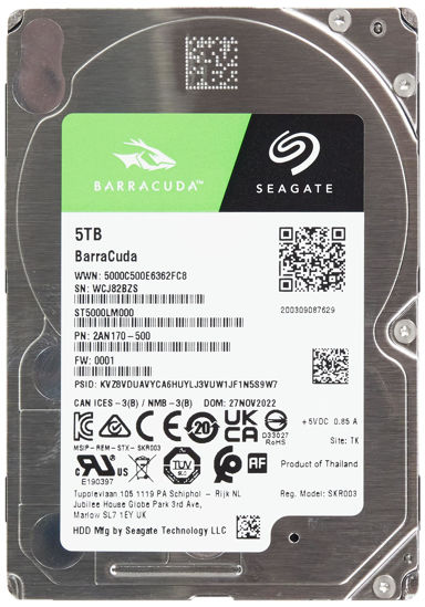 Picture of Seagate Barracuda 2.5in 5tb Sata 2.5in 5400rpm 6gb/s 128mb 15