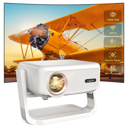 Picture of [360° Adjustable Stand] Mini Projector with WiFi and Bluetooth - Lisowod Native 1080P Portable Outdoor Movie Projector for Home Bedroom, Electric Focus & Auto Keystone, Proyector for Phone/Laptop/HDMI