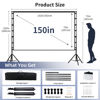 Picture of Projector Screen with Stand, Wootfairy 150 inch Portable and Foldable Projection Screen 4K HD 16:9 Rear Front Wrinkle-Free Movie Screen with Carry Bag for Indoor Outdoor Home Theater Backyard Cinema