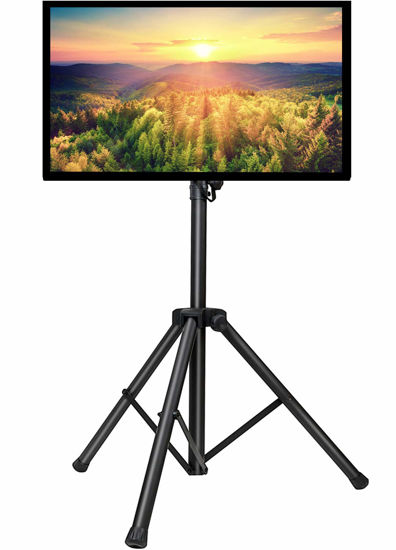 Picture of PERLESMITH TV Tripod Stand-Portable TV Stand for 23-65 Inch LED LCD OLED Flat Screen TVs-Height Adjustable Display Floor TV Stand with VESA 400x400mm, Holds up to 88lbs PSTM1