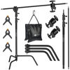 Picture of LOMTAP C Stand Light Stand Stainless Metal Photography Kit - Heavy Duty 10.8ft/330cm Vertical Pole, 4.2ft/128cm Boom Arm, Adjustable Base, Water Sandbag, 2 Grip Heads, 3 Clips for Softbox, Reflector