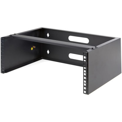 Picture of StarTech.com 4U Wall Mount Network Rack - 14 Inch Deep (Low Profile) - 19" Patch Panel Bracket for Shallow Server and IT Equipment, Network Switches - 44lbs/20kg Weight Capacity, Black (WALLMOUNT4)