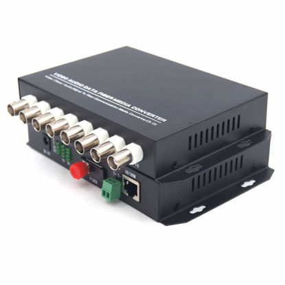 Picture of Primeda-telecom 8 Channels Video and Ethernet Over Fiber Optic Media Converters, Singlemode Fiber up 20Km (Include Transmitter and Receiver) for Video Surveillance System