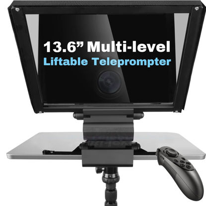 Picture of ILOKNZI 13.6-inch Aluminum teleprompter for Camera, Freely Adjustable Screen, Accommodates 12.9-inch Tablets, with Remote Control and Free Exclusive apps