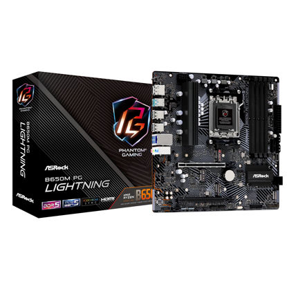 Picture of ASRock B650M PG Lightning AMD Socket AM5 Ryzen™ 8000 and 7000 Series Processors DDR5 7200+ MHz (OC) 256Mb AMI UEFI Legal BIOS with GUI Support HDMI, DisplayPort