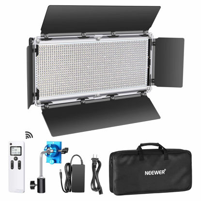 Picture of Neewer Advanced 2.4G 1320 LED Video Light with Barndoor, Dimmable Bi-Color LED Panel with LCD Screen and 2.4G Wireless Remote for Portrait Product Photography, Studio Video Shooting