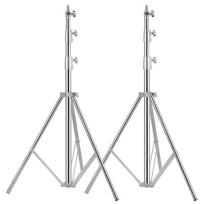 Picture of Stainless Steel Video Lighting Stands, Spring Cushioned Heavy Duty Tripod Stand, 9.5ft/2.8m, 2 Packs Professional Photography Studio Stands