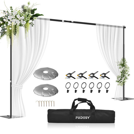 Picture of FUDESY Backdrop Stand Heavy Duty, 10x10ft Adjustable Photo Background Pipe and Drape Backdrop Stand Kit with Metal Base for Photography Parties Birthday Video Studio