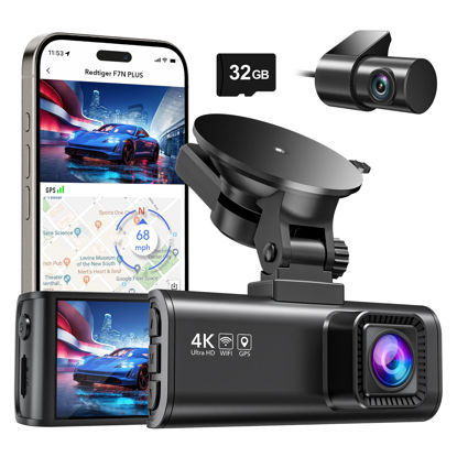 Picture of REDTIGER Dash Cam Front Rear, 4K/2.5K Full HD Dash Camera for Cars, Included 32GB Card, Built-in Wi-Fi GPS, 3.16” IPS Screen, Night Vision, 170°Wide Angle, WDR, 24H Parking Mode