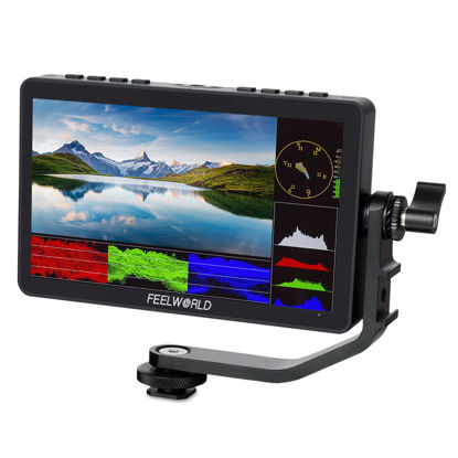 Picture of FEELWORLD F5 Pro V4 6 Inch Touch Screen DSLR Camera Field Monitor with 3D LUT F970 External Kit Install for Power Wireless Transmission IPS FHD1920x1080 4K HDMI Input Output 5V Type-c Input Tilt Arm