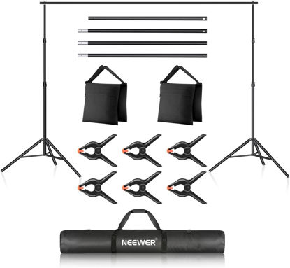 Picture of Neewer 2 Pack Photo Studio Backdrop Support System, 10ft/3m Wide 6.6ft/2m High Adjustable Background Stand with 4 Crossbars, 6 Backdrop Clamps, 2 Sandbags, Carrying Bag for Portrait Studio Photography